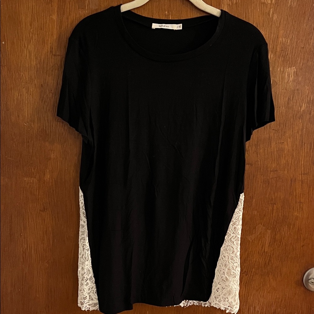Bailey 44 Black and White Lace Short Sleeve Top